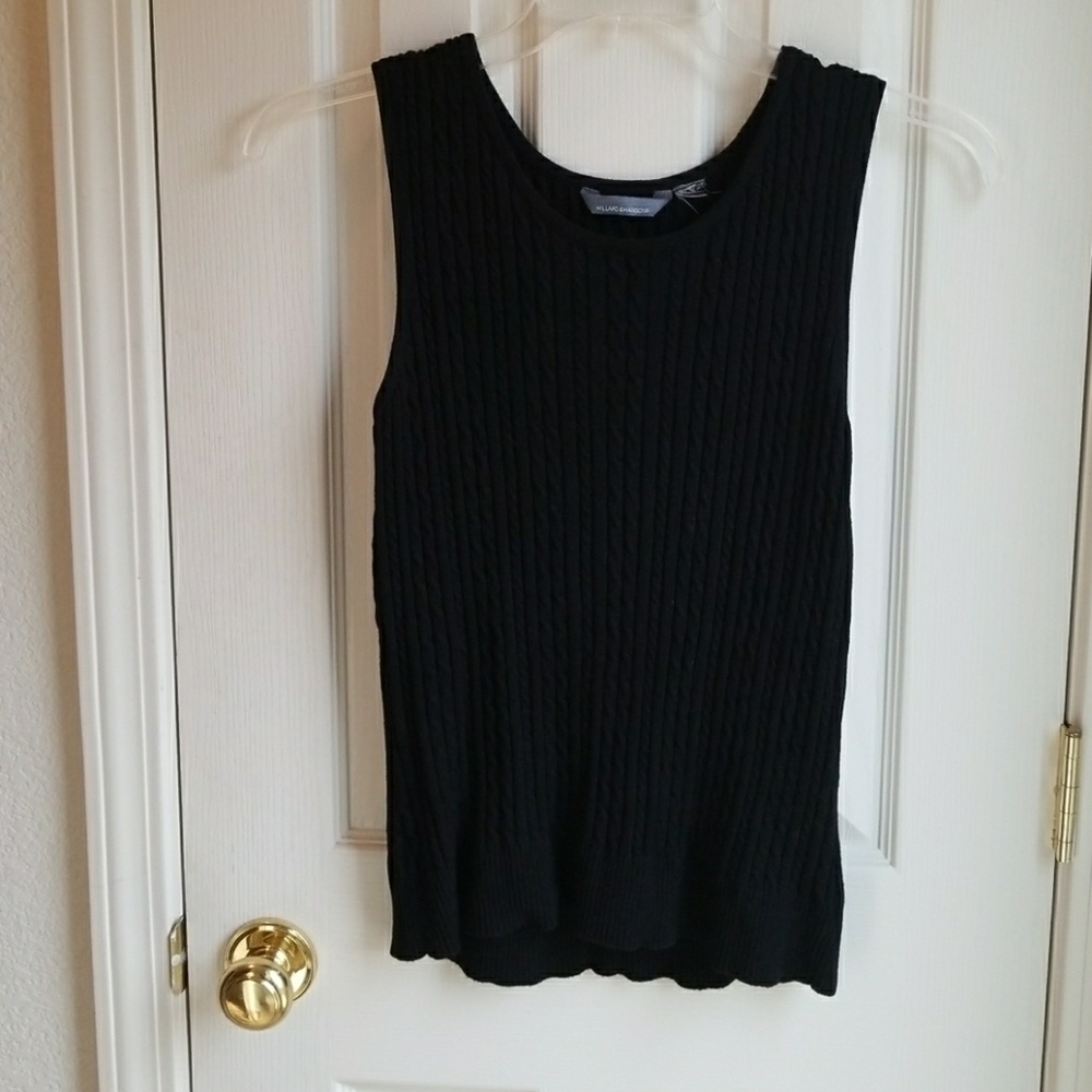 HILLARD & HANSON BLACK KNIT SHELL BLOUSE